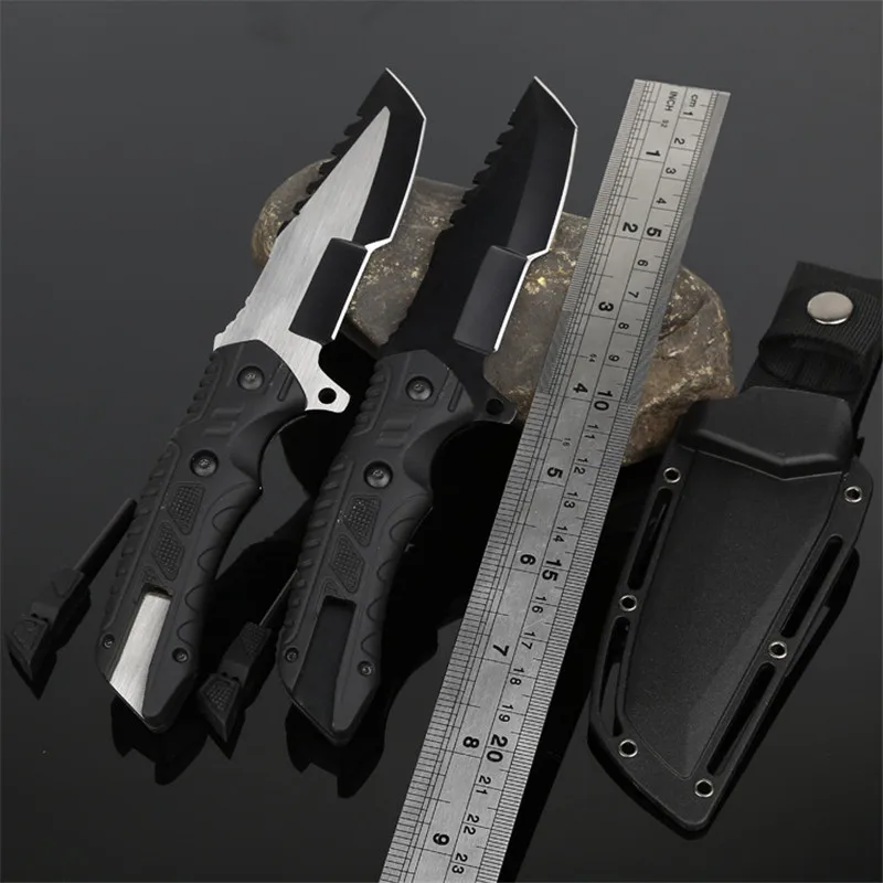 

Fixed Blade Hunting Knife, Straight Edge 9.5cm Blade, Black 12.3 cm Handle for Outdoor Tactical Survival and Everyday Carry