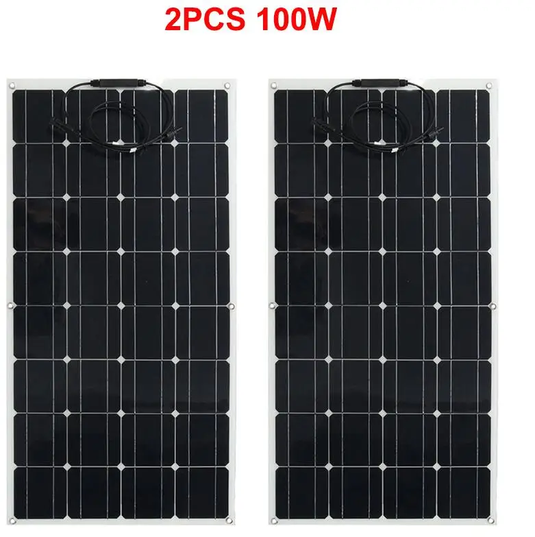 2x100 Вт 200 Вт солнечная панель Монокристаллический Модуль сад RV крыша свет автомобильное зарядное устройство - Цвет: 2pcs