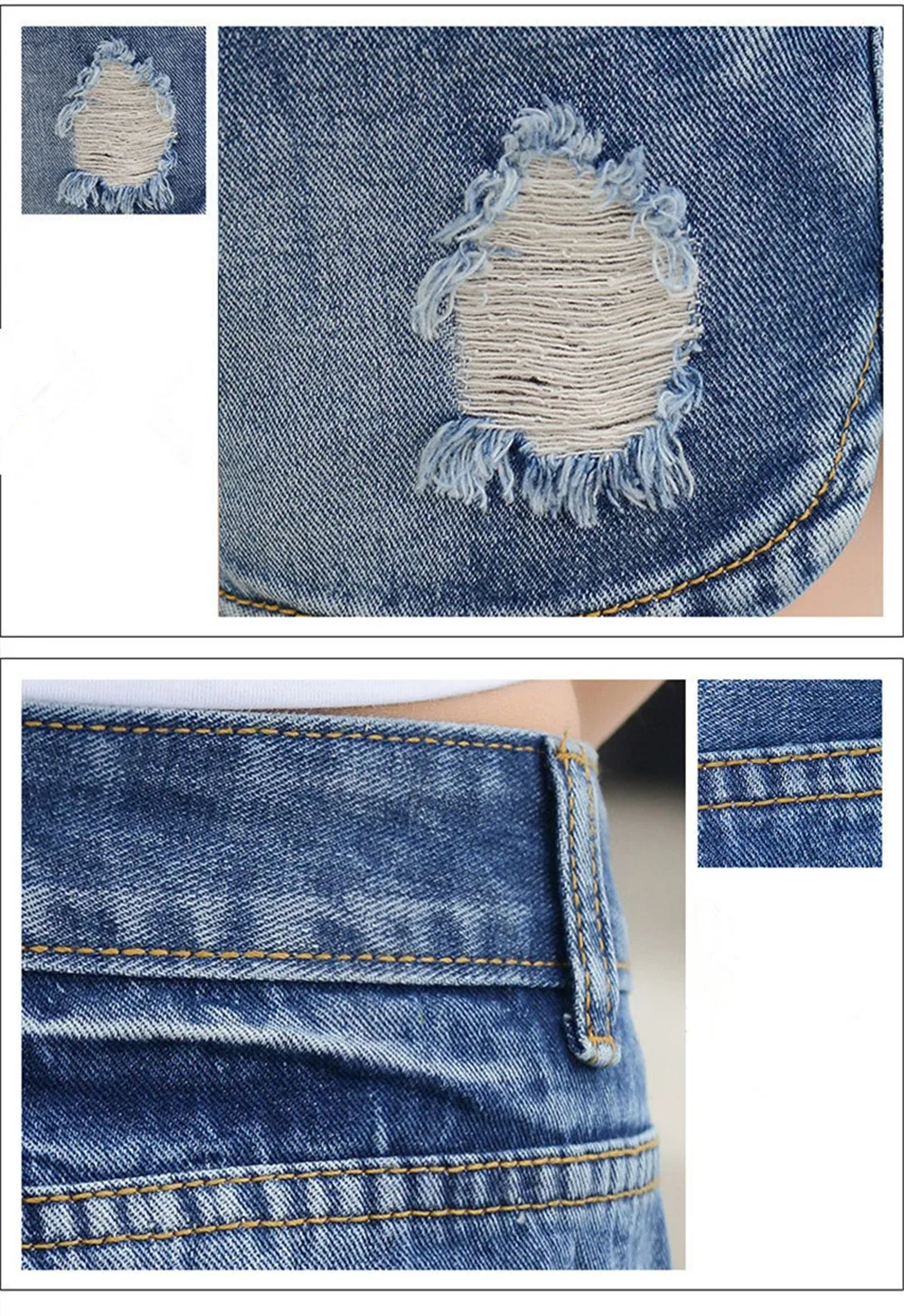 Mainland Retro Mid waist Women Short Jeans Woman Denim Female Wild Short-Pants Summer Loose Short Fashion Plus size Short jeans (16)