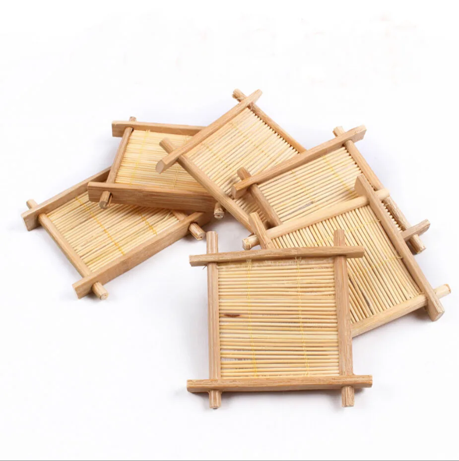 

6pieces/lot Tea Bamboo Fun pad kung fu tea with natural bamboo tea coaster