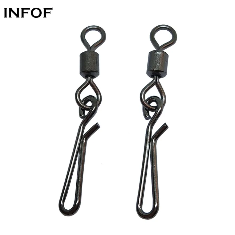 INFOF 200 pieces/lot Fishing Swivels Rolling Swivel with Hanging Snap