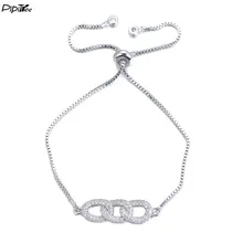 Pipitree круги соединены подвески с кристальными подвесками для мужчин и женщин модные ювелирные изделия регулируемые цепи звено аксессуары, браслеты