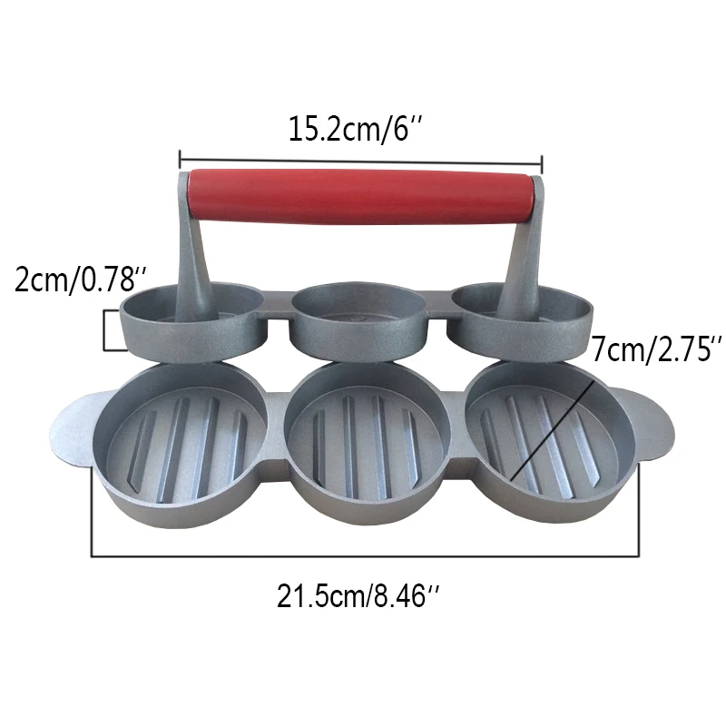 3 слота мини бургер ПРЕСС тройной алюминиевый круглый гамбургер пресс es ГОВЯЖЬЯ бургер производитель плесень металлический инструмент для приготовления пищи бургер ПРЕСС
