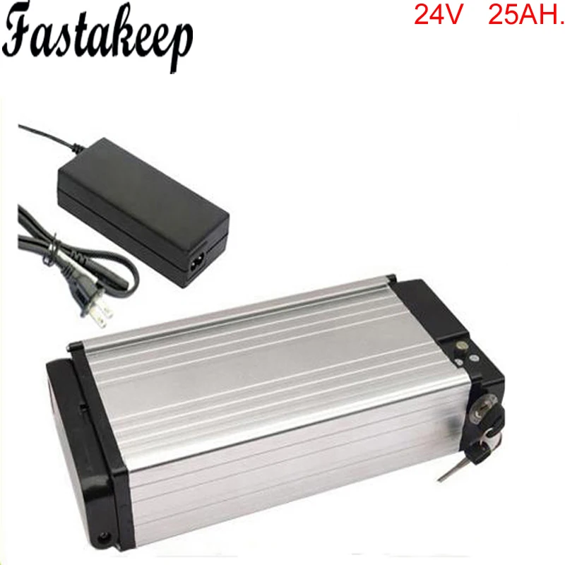 

Electric Bike Lithium battery 24V 25Ah Rear Rack eBike Battery with plat Aluminium case+BMS+Charger