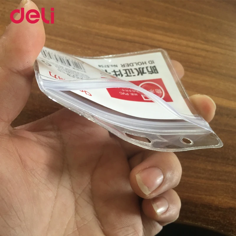 Deli прозрачный водонепроницаемый ID/держатель карточки IC со шнурком для офиса