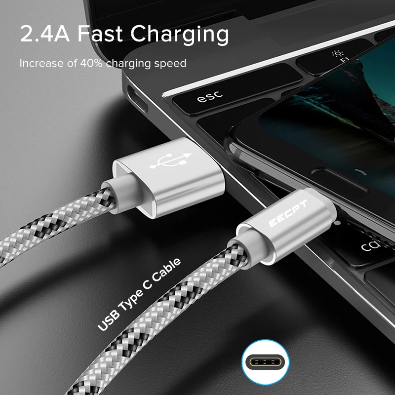 EECPT кабель usb type-C для samsung S9 S8, кабель для быстрой зарядки и передачи данных type-C, зарядный кабель для телефона Xiaomi mi 9, красный, mi Note 7, huawei