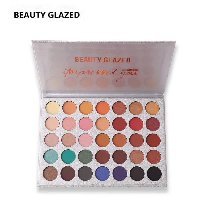 Pаспродажа Красоты глазированные бренд 35 цветов длительный естественный Матовая Shimmer Палитра теней Профессиональный макияж тени для век