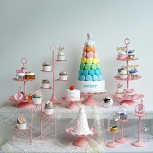 SWEETGO Roze cake stands cupcake lade baby meisje verjaardagsfeestje leverancier taart tafel armatuur woondecoratie(China)