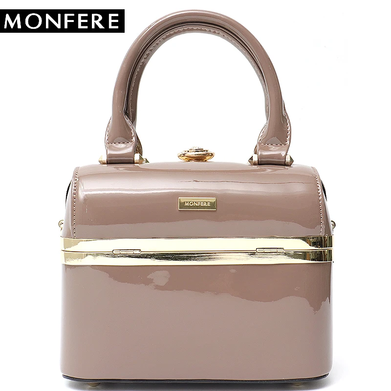 Koop MONFERE Mode Lakleer Luxe Pu vrouwen Handtassen Box Rhinestones Schoudertas Party Purse Tassen Beroemde Merk Design Tas