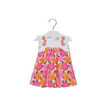 

MAYORAL Dresses 10693305 Girl Children fitted pleated skirt Pink Cotton Casual Floral Knee-Length Short Sleeve
