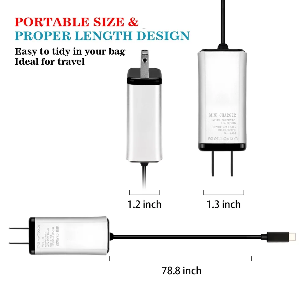 USB Type-C PD Charger,  65W Wall Charger  for MacBook Air 2018,  iPad Pro 2018, Google Pixel 3/2 /Pixel XL Galaxy S9/ S9+/ Note 