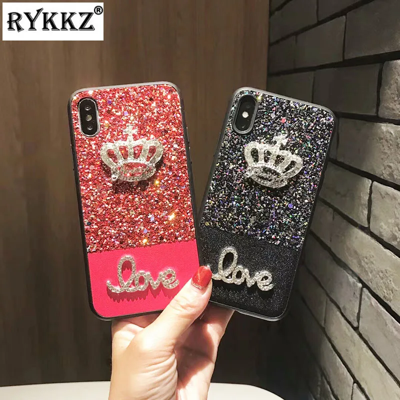 

Luxury Bling Glitter Diamond Queen Crown Hard Back Cover Case for iPhone 6 6S Plus 7 8 Plus X Girlish Capa Coque Hoesjes