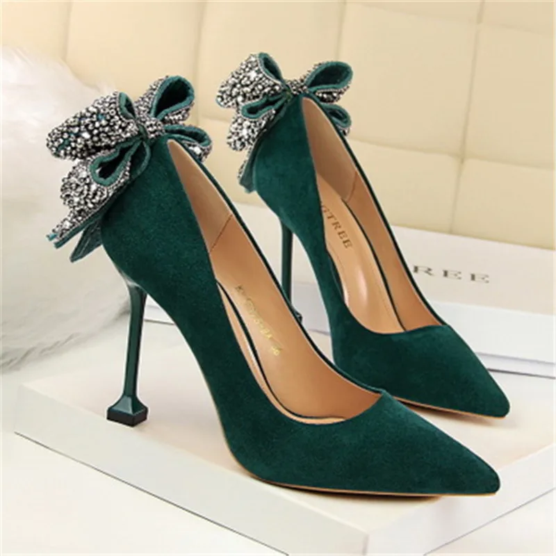 

2018 Narrow Band Women High Heel Shoes Vintage Thick Heel Pointed Toe Pumps Comfortable Mid Heel 9.5cm Shoes Woman