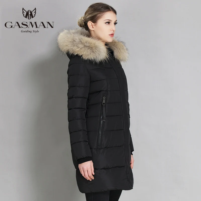 GASMAN 2019 Winter Women Down Jacket Brand Hooded Down Parka For Women Female Overcoat With Natural Fur Collar Plus Size 5XL 6XL