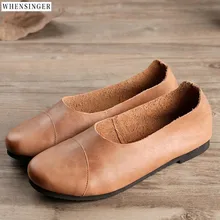 Whensinger-Женская обувь на плоской подошве; удобная обувь для вождения; лоферы из натуральной кожи; повседневная обувь на плоской подошве