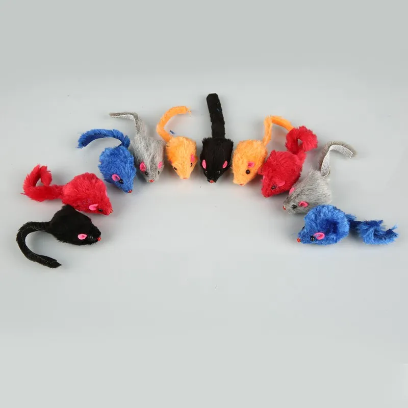 

10Pcs Cat Toy False Mouse Pet Cat Toy Mini Funny Squeak Playing Toy Fur Mice Plush Mouse Cat Kitten Pet Accessories Color Random