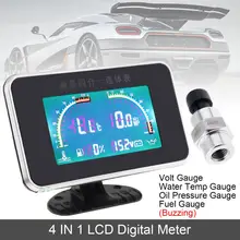 12V24V Universal 4 In 1 LCD Digital Volt Gauge + Water Temp Gauge + Oil Pressure Gauge + Fuel Gauge with Sensor for Car Truck oil pressure sensor replacement for defi link and for apexi and just for pivot s gauge for ford mustang 3 8l tk cgq05
