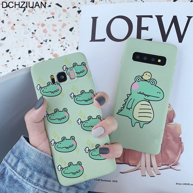 

DCHZIUAN Dinosaur Cute Phone Cases For Samsung Galaxy S10 S10Plus S8 S9 Plus Note 8 Note 9 Case Soft Green TPU Back Cover