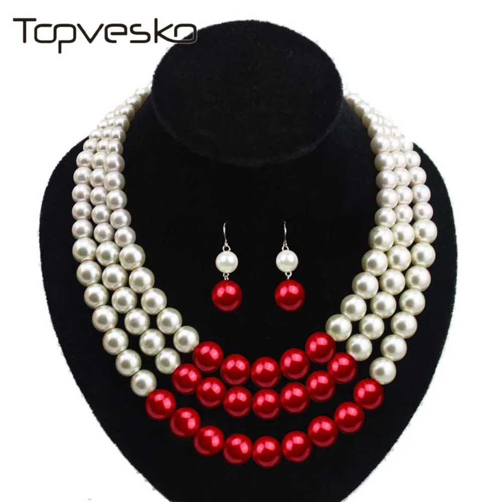 Topvesko африканские бусины ювелирных изделий, имитация жемчуга, ожерелье для женщин икона стиля, ожерелье Дельта Сигма Тета жемчуг, колье, набор с - Окраска металла: Pearl set only