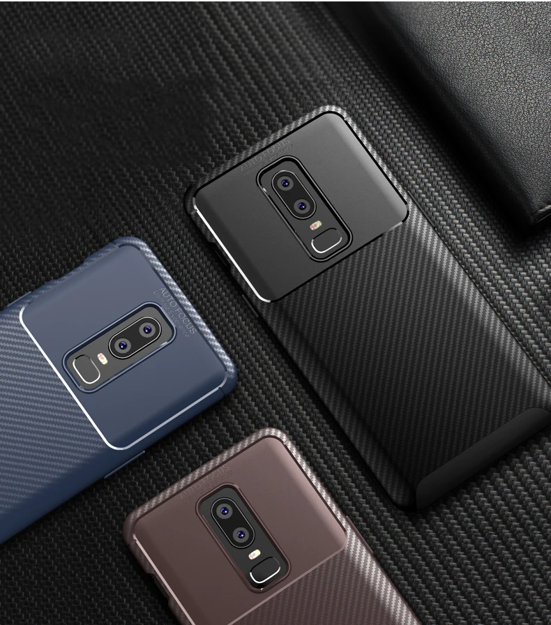 cheap Luxury Case For OnePlus 6 Case Soft Silicone Carbon Fiber Phone Protection Back Cover Shockproof Case OnePlus 6 Back Case