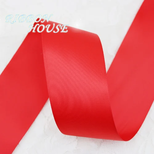 5 м/лот) 50 мм Двусторонняя атласная лента полиэстер рождественские ленты - Цвет: Red