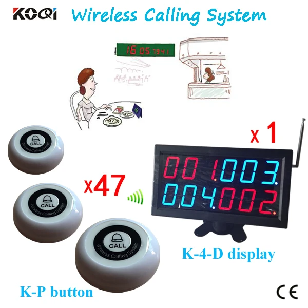 Waiter Restaurant Wireless Ordering System(1 Display Receiver+47 Call