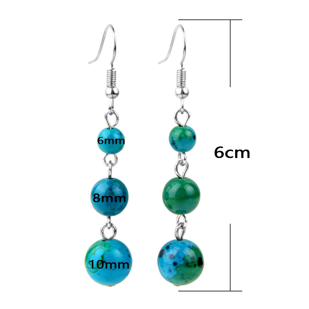 6mm 8mm 10mm Tiger eye Stone Quartz Beads Drop Earrings For Women Jewelry drop earrings