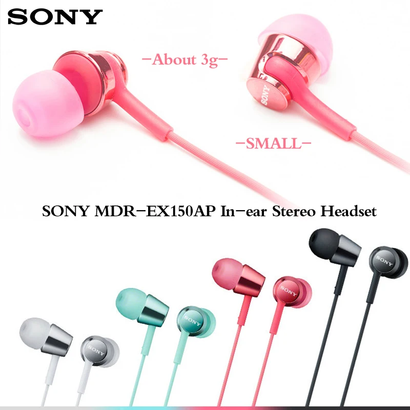 Original SONY MDR-EX150AP 3.5mm L Plug Universal In Ear Stereophone with Micphone 1.2m Wire Earphone for Iphone Samsung Xiaomi