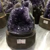 700g Natural Uruguay Purple Amethyst Hole Quartz Crystal+stand 4