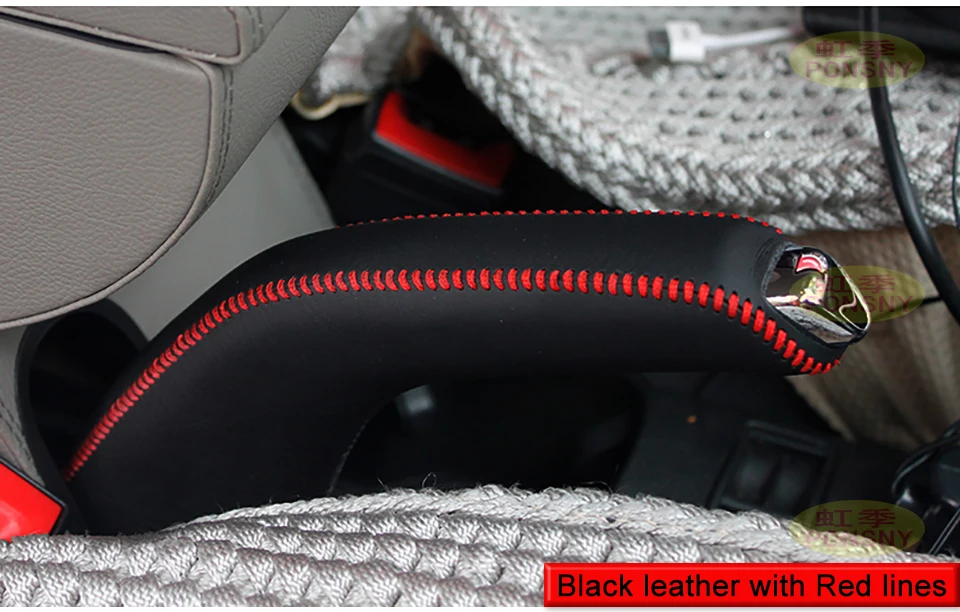 PONSNY автомобильный ручник чехлы Чехол для Chevrolet Aveo 2011- авто рукоятки ручного Тормоза Крышка черный/красный линии