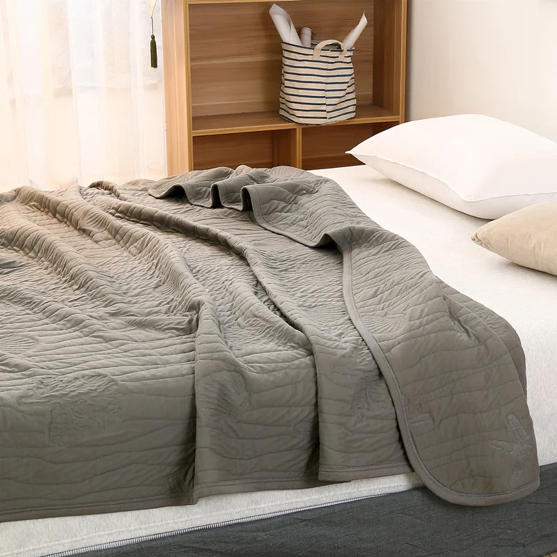 Однотонное трикотажное летнее Хлопковое одеяло, покрывало, стеганое одеяло, 150*200/200*230 см