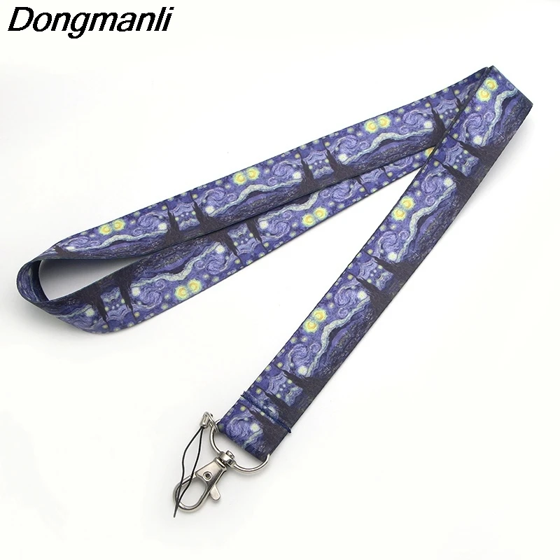 P1906 Dongmanli 1 шт. Ван Гог брелок Lanyards Id бейдж держатель ID карты Пропуск Тренажерный зал мобильный телефон USB бейдж держатель ключевой ремень