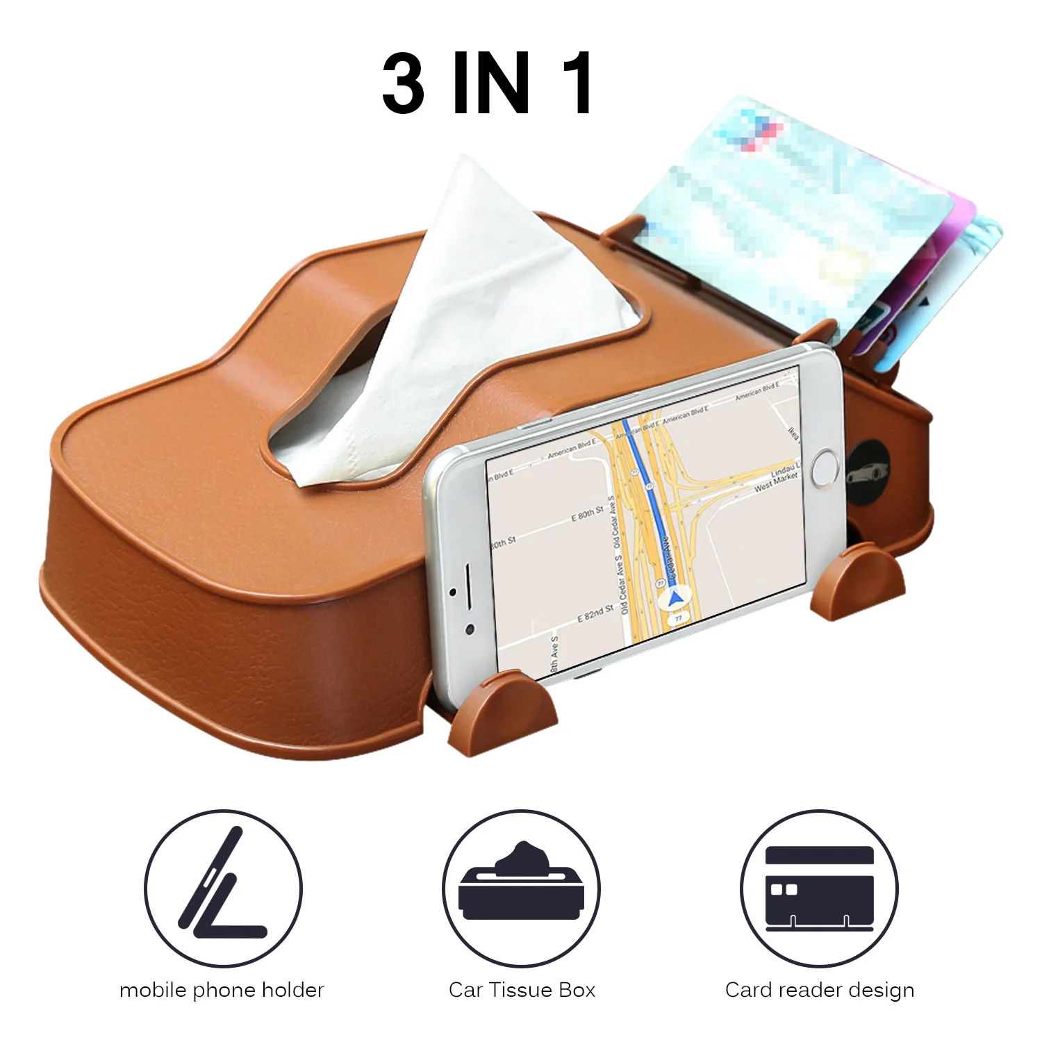 Car Tissue Box Phone Holder Card ABS Creative