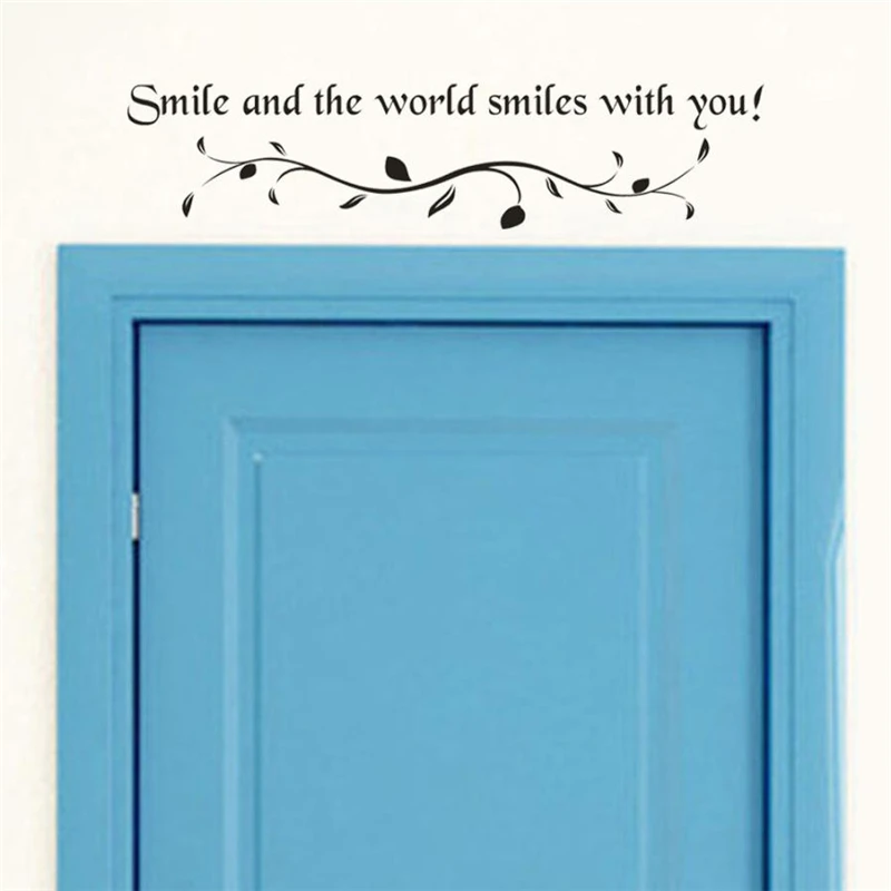 2018 New Creative Smile And The World Smiles With You Removable Art Vinyl Mural Home Room Decor Wall Stickers C0331 #30         02