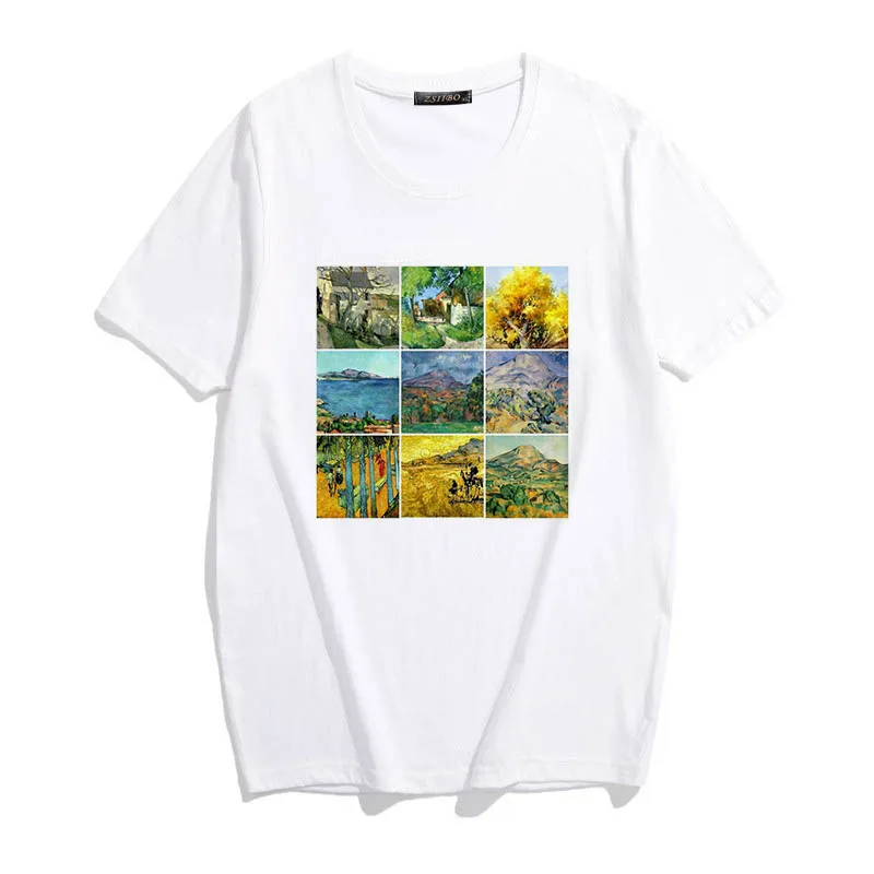 Винтажная женская футболка с принтом Ван Гога, Женская Футболка harajuku ulzzang, Забавные футболки, эстетическое искусство, повседневные женские топы - Цвет: 2