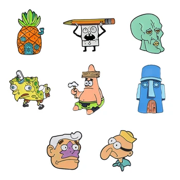 

Sponge Squidward Cartoon Bob Series Brooch Pineapple House Pencil Baby Mermaid Barnacle Boy Masks House Patrick Start Enamel Pin