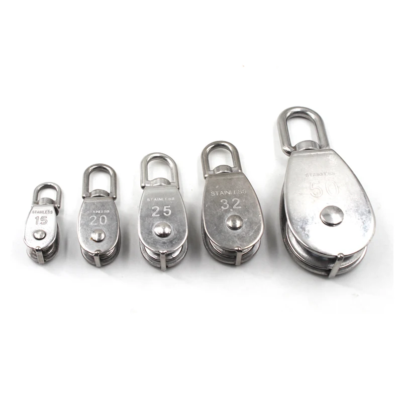 

M15 M20 M25 M32 M50 Single Swivel Wheel Lifting Pulley For Wire Rope Stainless Steel 304