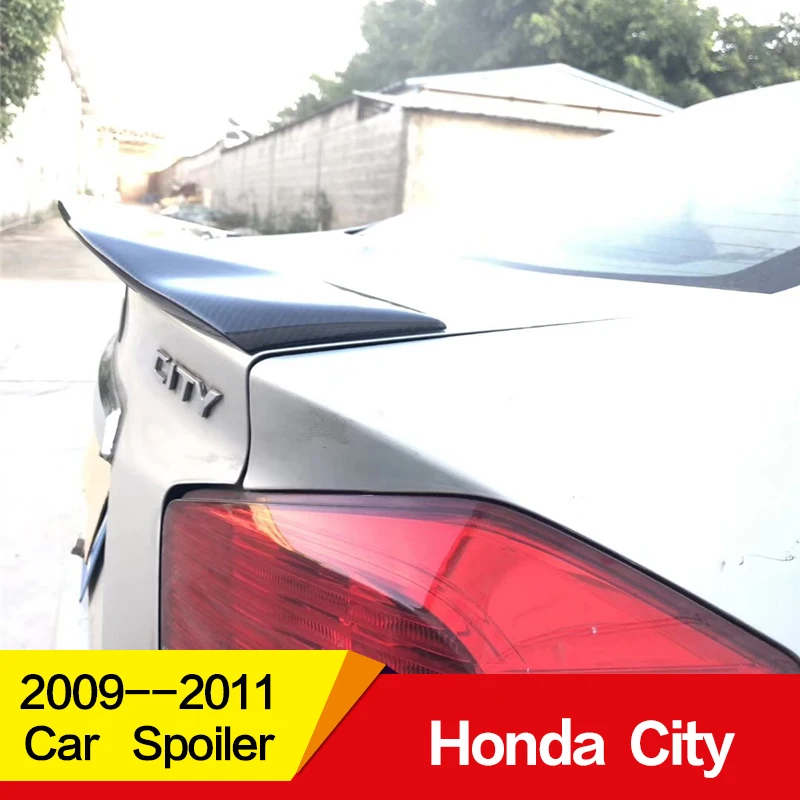 Использовать для старого Honda CITY спойлер 2008 09 10 11 лет Глянцевая углеродное волокно/FRP заднее крыло R стиль спойлер, аксессуары