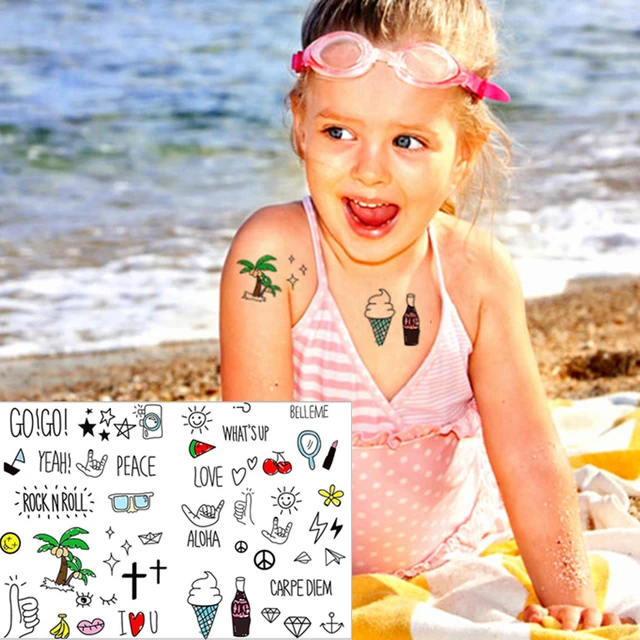 M-theory Child Temporary Body Art Aloha Hawaii Holiday Flash Tattoo Sticker 17x10cm Waterproof Christmas Gift M-theory Child Temporary Body Art Aloha Hawaii Holiday Flash Tattoo Sticker 17x10cm Waterproof Christmas Gift