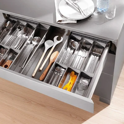 Best Quality 304 stainless steel cutlery box storage tray Kitchen cabinet pull basket Damping drawer storage drawer cabinet partition