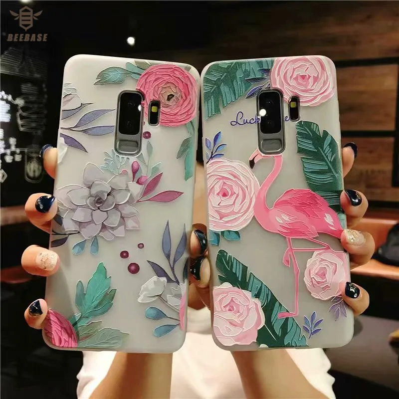 

Case For samsung Galaxy s8 s8 Plus Case For samsung s9 s9 Plus case For Galaxy Note 9 capa relief Flamingo silicone Cases Cover