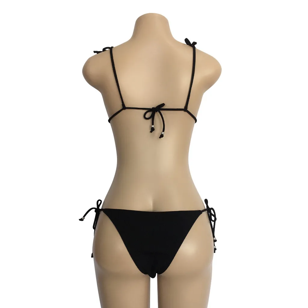Sexy Swimwear Women Micro Bikinis New Arrival White Pink Thong Bikini Push Up Backless Bandage High Waist Swimsuit Biquini