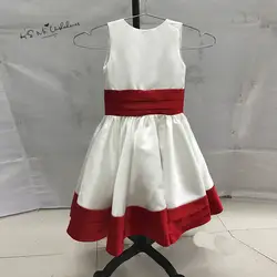 Сексуальные детей изображения белый Красное платье с цветочным узором для девочек Нарядные платья для Обувь для девочек Платье для
