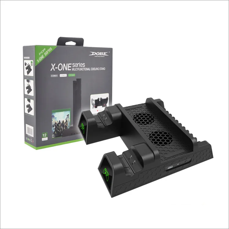 Vertical Cooling Stand Charging Stand for Xbox One/Xbox One S/Xbox One X Console Controllers with two Batteries and Game Storage