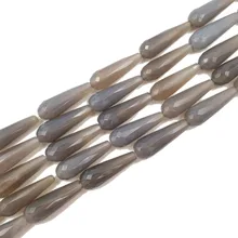 Lii Ji, натуральный камень, Серый Агат, в форме капли, граненые бусины, около 10x30 мм, свободные бусины для DIY ювелирных изделий, 38 см