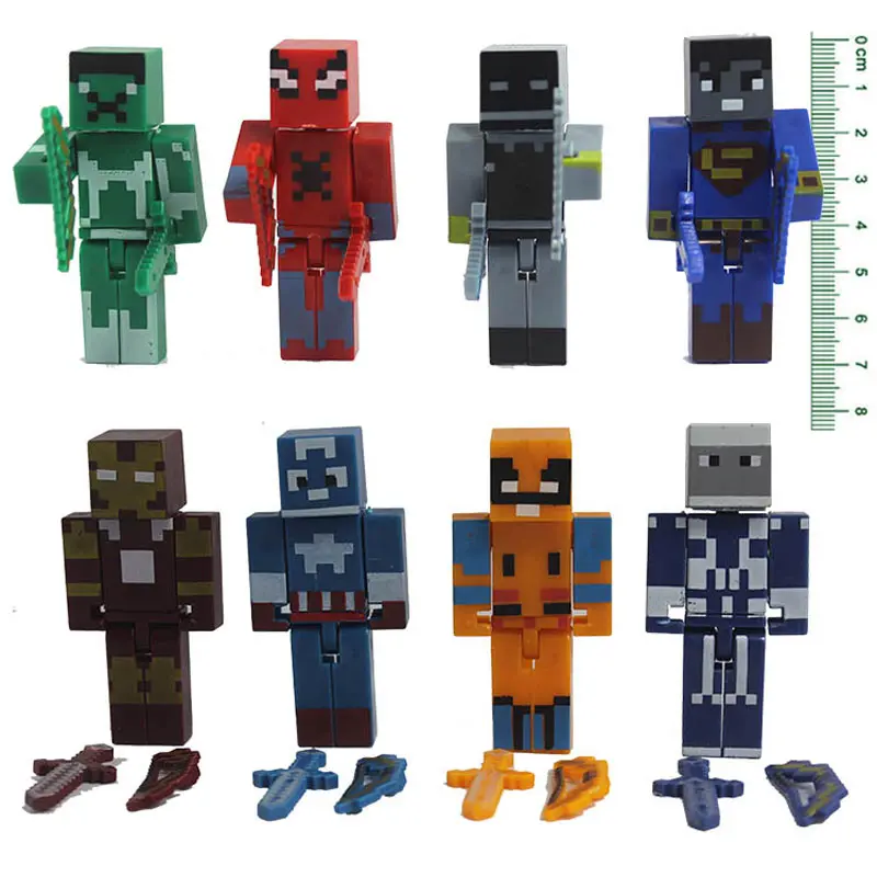 

8pcs/lot Avengers Figure Set Transformation Nendoroid 7cm PVC Model Avenger Minecraft Anime Figurines Toys