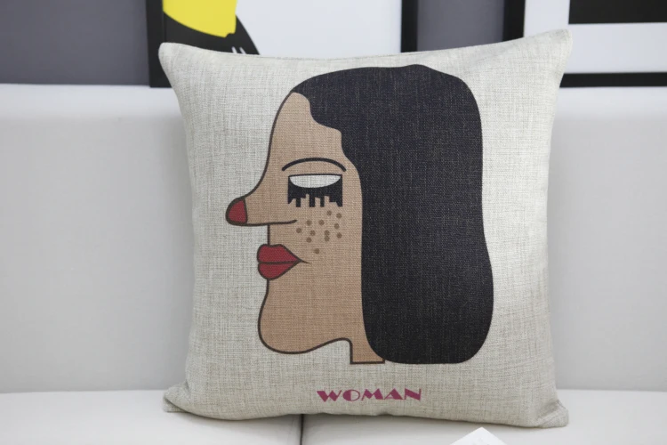 الشمال الإبداعية تصميم ملصق الشخبطة الزوجين وسادة ، الكتان وسادة سيارة مكتب ديكور المنزل سائد أريكة