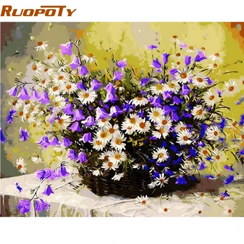 

RUOPOTY Picture Daisy Flowers DIY Painting By Numbers Home Decoration Hand Painted Oil Painitng Home Wall Art Picture 40x50cm