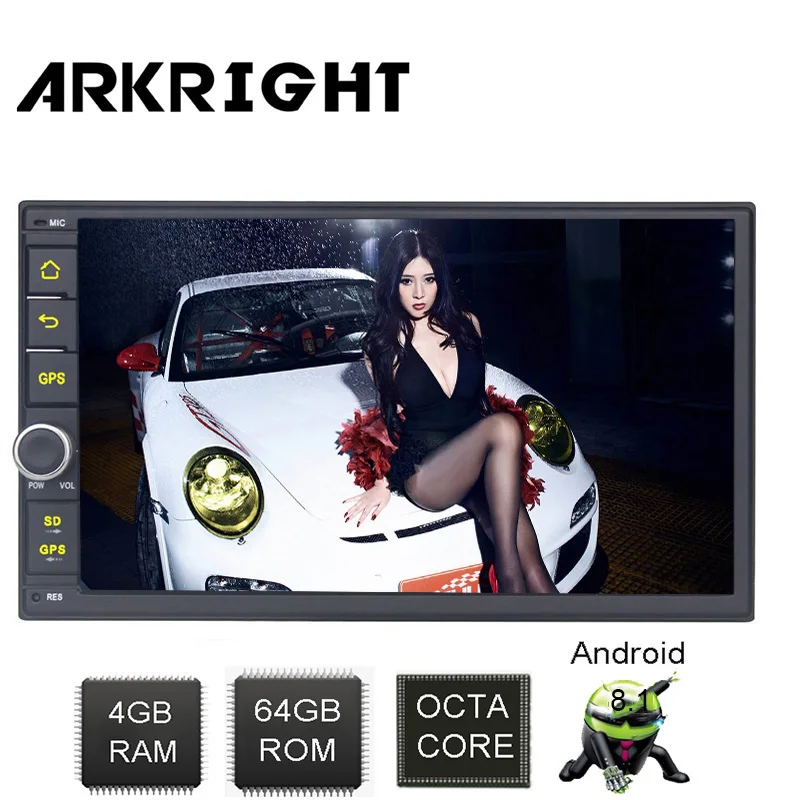 

7" 4GB 64GB 2 Din Universal Car Radio Andriod8.1 Octa Core Carplay Bluetooth Steering Wheel Control built in DSP&4G module