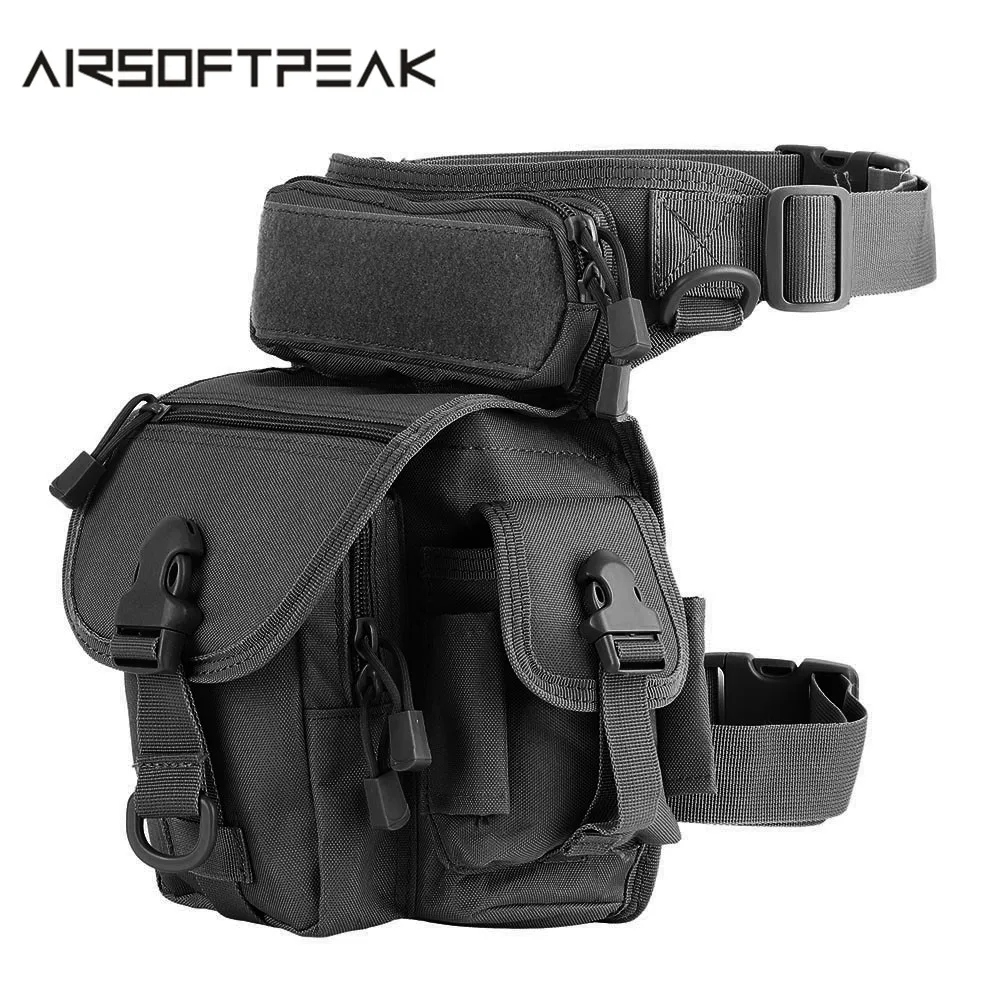 

AIRSOFTPEAK Military Tactical Drop Leg Bag 1000D Nylon Waist Packs Waterproof Men Belt Outdoor Motorcycle Bike Sports Pack